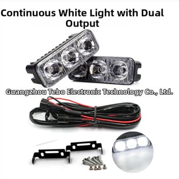 Autó LED nappali világítás, 3 LED, 12V, 6W, IP67, reflektorlencse