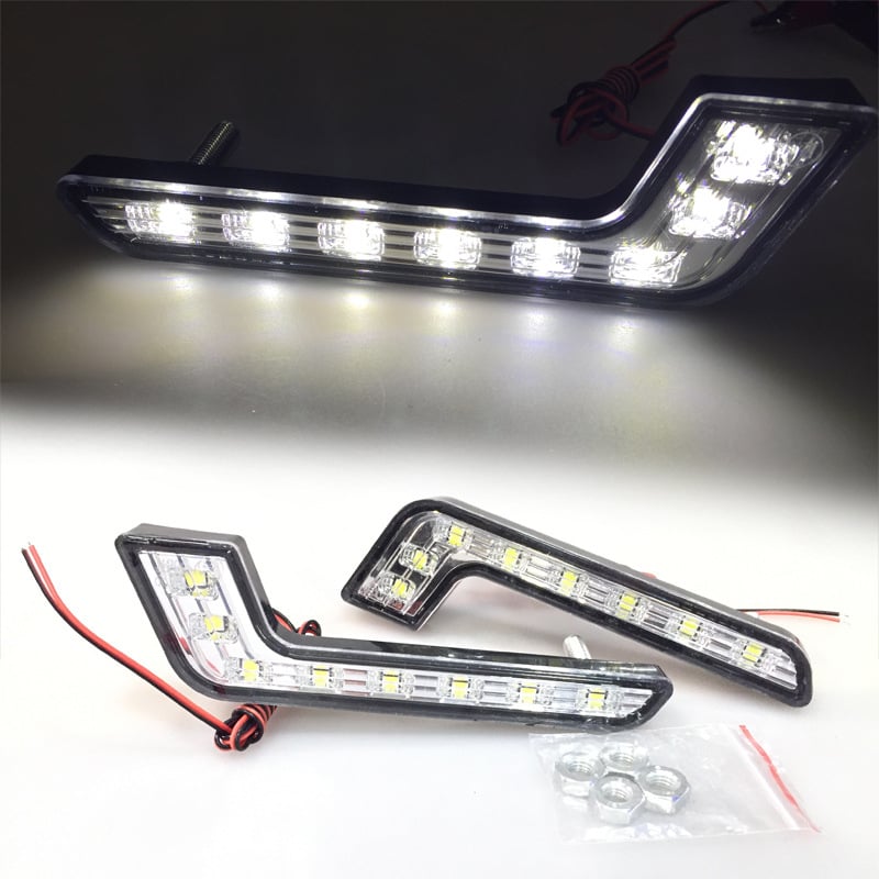 7 alakú LED nappali menetfény (DRL), 12V, 12W, 5050 SMD LEDek, univerzális illeszkedés