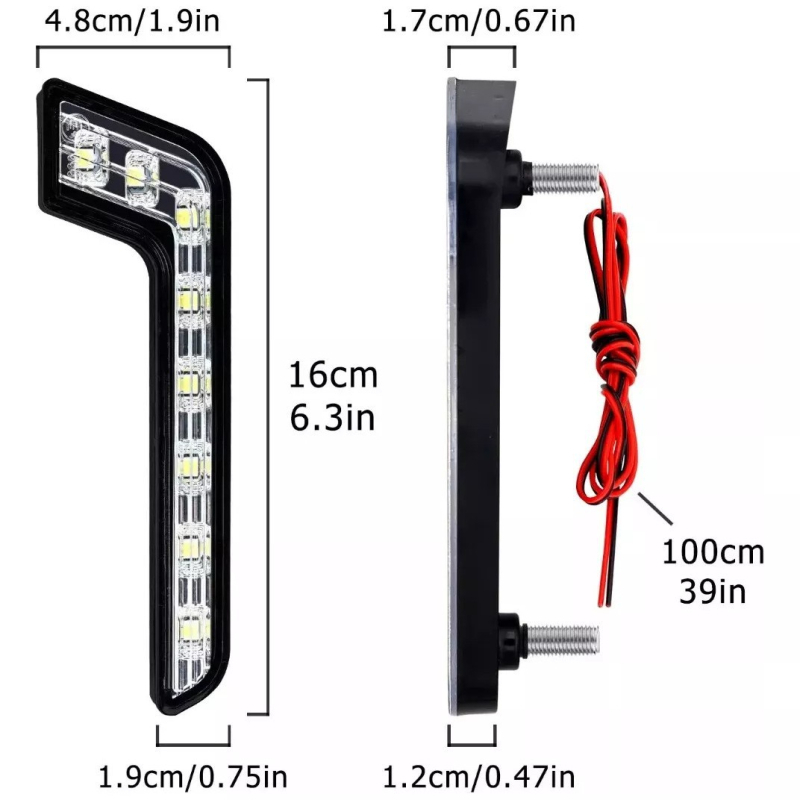 7 alakú LED nappali menetfény (DRL), 12V, 12W, 5050 SMD LEDek, univerzális illeszkedés