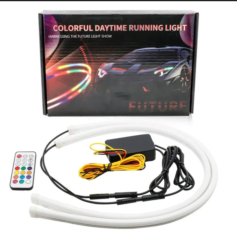 Automobilske LED lampe, ultra-tanke, RGB dnevne svjetiljke s upravljanjem putem aplikacije, 12V