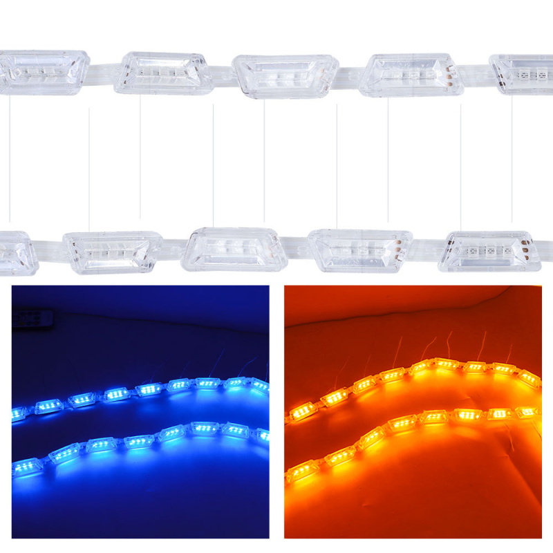 Kristalne suzne dnevne LED svjetiljke za automobil s indikatorom smjera, daljinskim upravljanjem RGB tekućom svjetlošću i vodilnom svjetlosnom trakom
