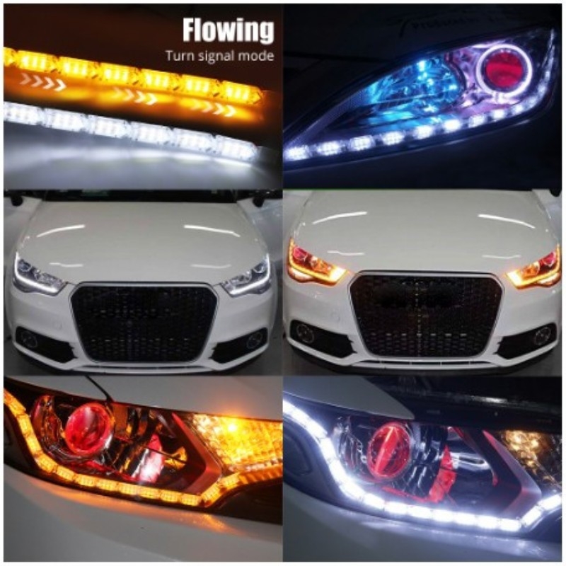 Auto LED kristalna suzna svjetlo, LED vodilna traka, dvobojno dnevno svjetlo, izvučni tekući signal za skretanje, 16 LED