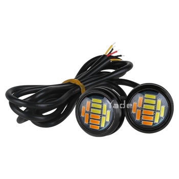 LED dnevno svjetlo Eagle Eye, 23 mm, ultra tanko, 4014, 12SMD, dvobojno bijelo-žuto, pokazivač smjera i svjetlo za vožnju unatrag