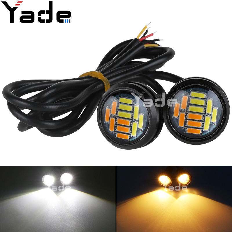 LED dnevno svjetlo Eagle Eye, 23 mm, ultra tanko, 4014, 12SMD, dvobojno bijelo-žuto, pokazivač smjera i svjetlo za vožnju unatrag