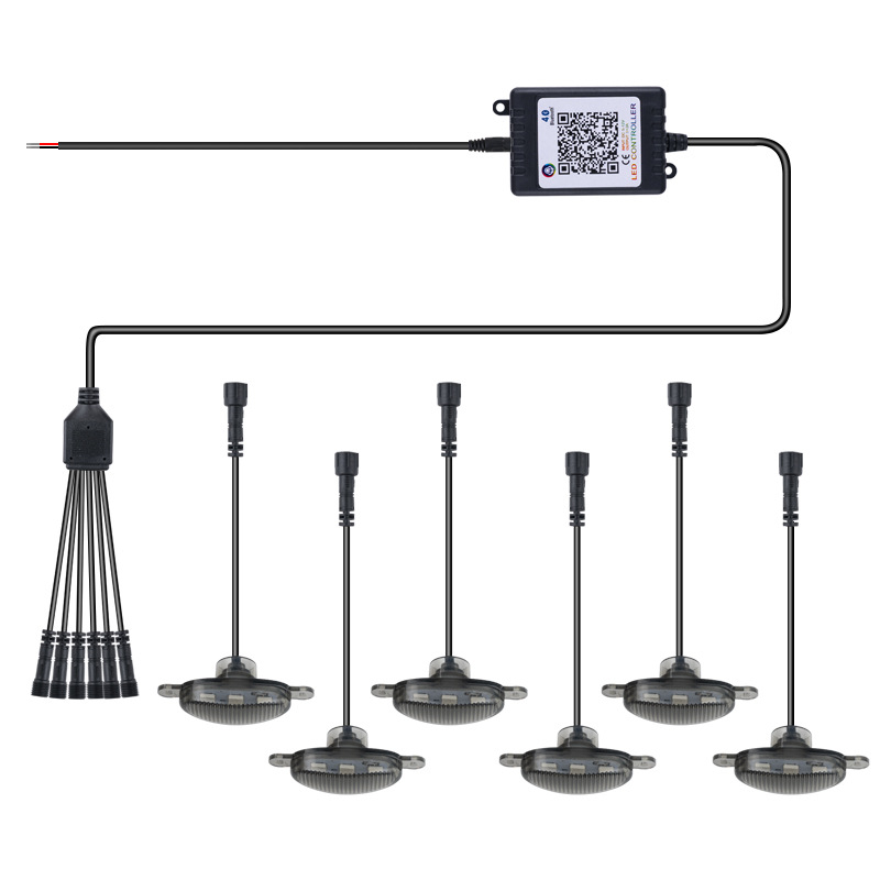 Lumină pentru grilă auto, pentru vehicule off-road, controlată prin aplicație Bluetooth, universală, 12V IP68