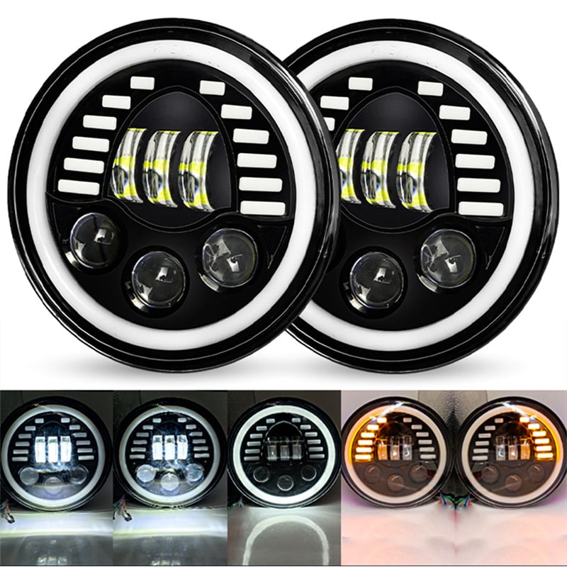 7-inčni okrugli Wrangler LED far sa smajlom, aluminijsko kućište, 9-36V, IP67, 6000 lm