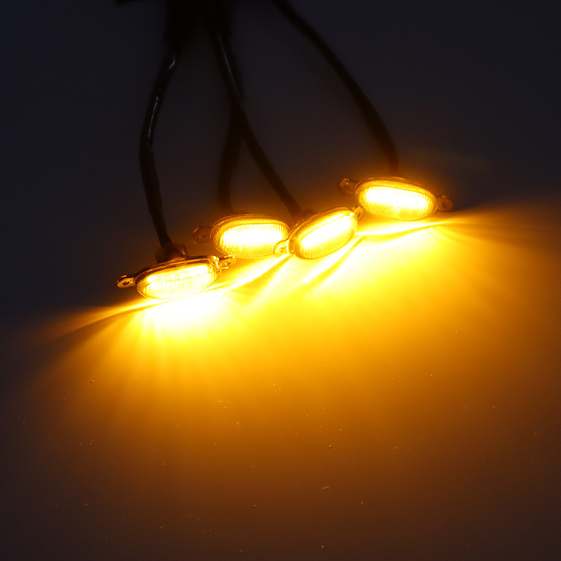 Mala žuta LED dnevna svjetla za gril automobila, 12V, pogodna za pikap i terenska vozila, dekorativno upozoravajuće svjetlo