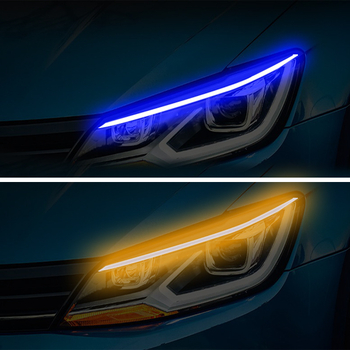 Automobilska LED dnevna svjetla s vodilnom trakom, duljine 30/45/60 cm, bijeli i žuti signal za skretanje s fluidnim učinkom, dekorativna rasvjeta