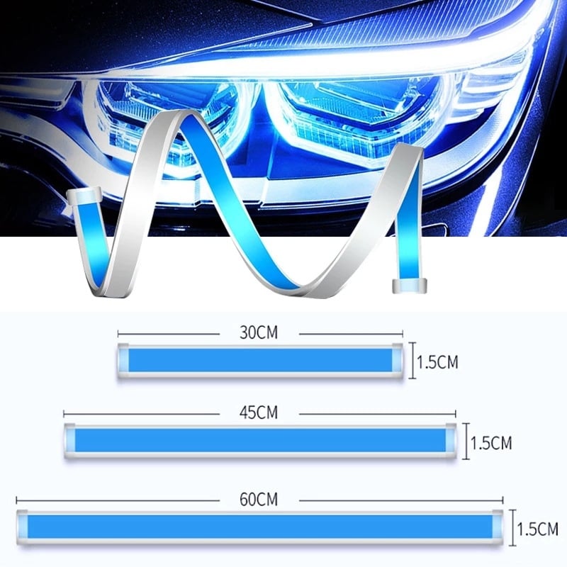 Automobilska LED dnevna svjetla, vanjski izuzetno tanak svjetlosni vodič, 12V, 10W, 2835 LED, 6000–7000K, vijek trajanja 10000 h