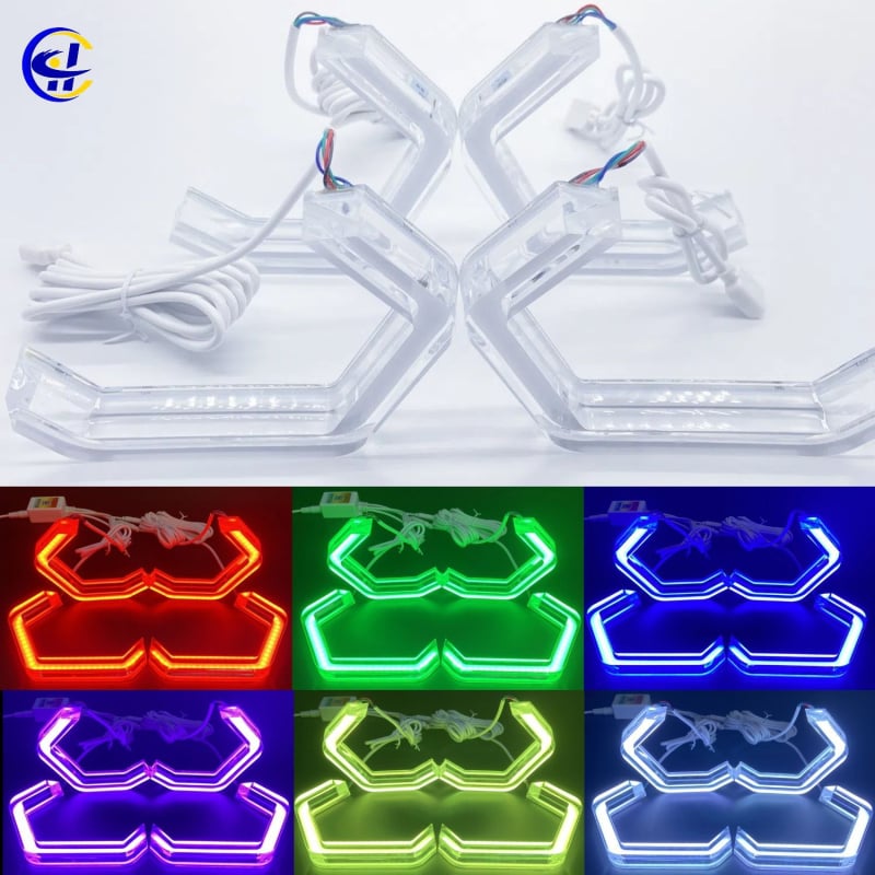 LED denná svetlá pre auto s RGB kryštálovým anjelským okom, kompatibilné s M3, M4, E90, E92, F30 — 10W, 12V, materiál akryl/LED, životnosť 50000h