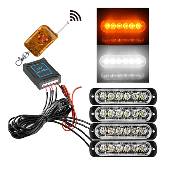 Strob svjetlo za rešetku automobila, set 1–4 LED modula (4LED/6LED), bežični daljinski upravljač, upozoravajuće treptavo svjetlo, bočno svjetlo kamiona