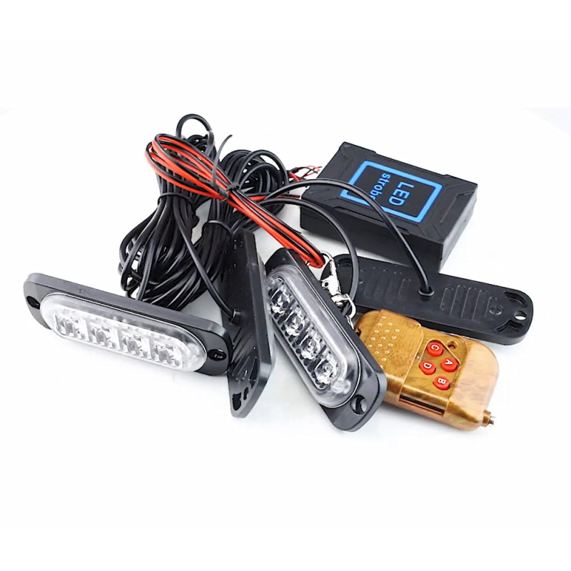 Strob svjetlo za rešetku automobila, set 1–4 LED modula (4LED/6LED), bežični daljinski upravljač, upozoravajuće treptavo svjetlo, bočno svjetlo kamiona