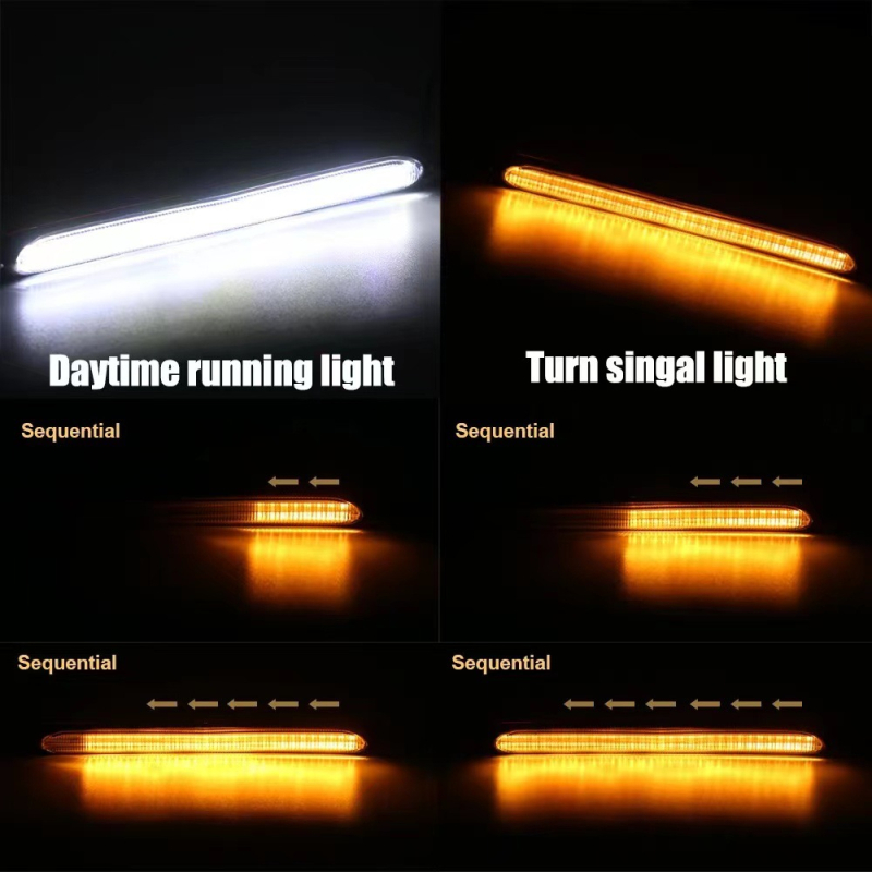 Lumină LED pentru faruri de zi auto cu semnalizare în două culori – 12V, 5W, 350 lm, universal