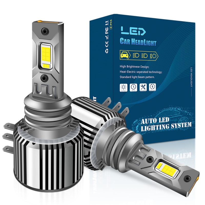 H15 LED automobilska prednja svjetla s dvostrukim izvorom svjetla, visoka snaga 45W glavni snop i DRL 6W, 12V, aluminijska legura, integrirani dekoder