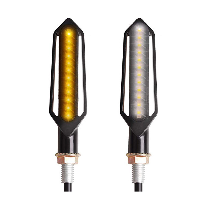 Semnalizare motocicletă LED cu lumină de zi – 24 LED, bi-color, efect de flux de apă, 12V, 3020SMD