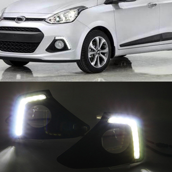 Dnevna svjetla za Hyundai i10 2013-2014 s prednjim okvirom za maglu – ABS+LED, 12V, 2A, 8W, IP67