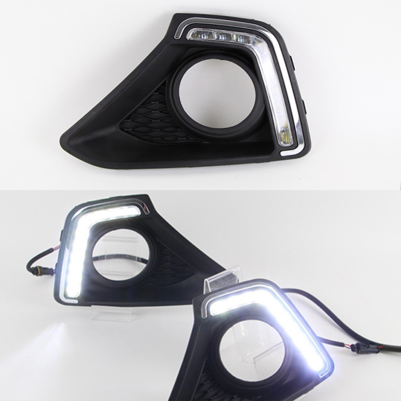 Dnevna svjetla za Hyundai i10 2013-2014 s prednjim okvirom za maglu – ABS+LED, 12V, 2A, 8W, IP67