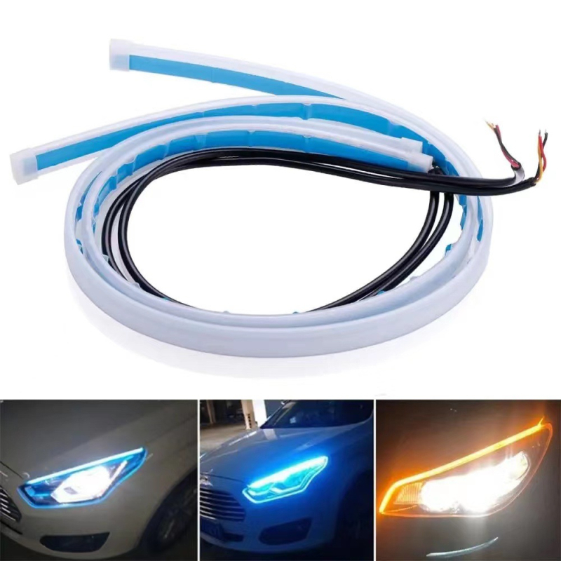 Ultratanak LED dnevna svjetla za automobil s dvobojnim učinkom tekuće vode, pokazivač smjera, dekorativna svjetlosna traka sa silikonskim vodičem svjetla