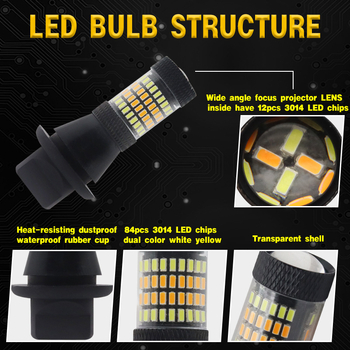 LED semnal de avertizare cu lumina de zi integrată, bi-color, universal, model 1156/7440, 28W, 12-16V, 6000K, 50.000 h