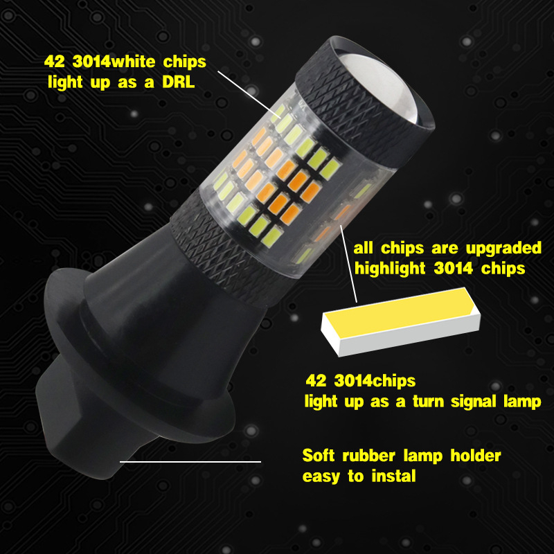 LED semnal de avertizare cu lumina de zi integrată, bi-color, universal, model 1156/7440, 28W, 12-16V, 6000K, 50.000 h