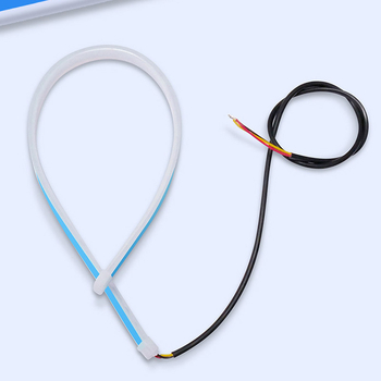 LED pentru farurile de zi ale mașinii, bandă externă ultra-subțire cu ghidaj luminos, semnalizare bi-color, LED din silicon, 12V, 3W, compatibil universal, include ghidaj luminos ultra-subțire