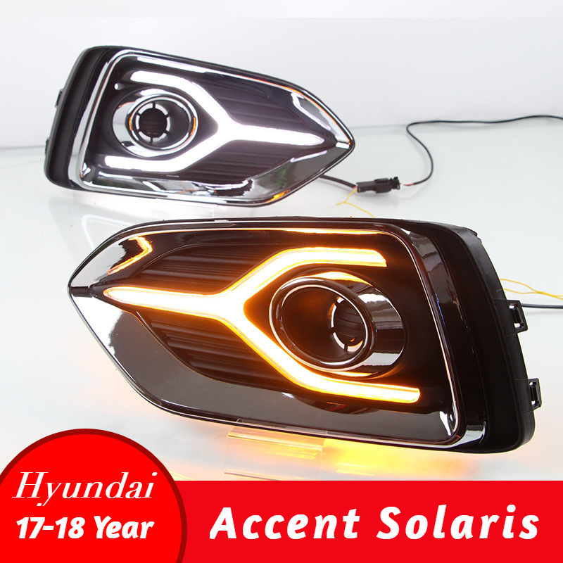 Set DRL i prednjih svjetala za maglu za Hyundai Accent (2017–2019) – ABS + uvezeni LED diode, 12V, 0,5 W po svjetlu, model SM-99