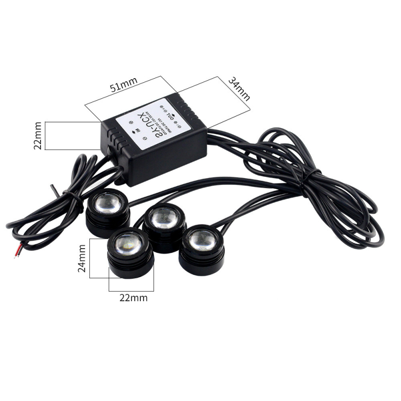 Automobilska LED svjetla Eagle Eye (4×1.5W) s bežičnim daljinskim upravljačem – 600lm, 12V, aluminijsko kućište, vijek trajanja 50.000 h