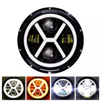 Proiector LED X-Type cu Angel Eye pentru DRL, fascicul mare/mic, lumină de sirenă — 60W, 12–24V, IP67, 5000lm