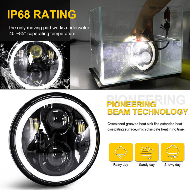 LED prednja svjetla za Wrangler auto, puni okrugli dizajn, 12-24V, IP67, 62000LM, 40W