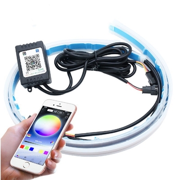 Bandă de ghidare ultra-subțire pentru lumina de zi, efect de flux de apă, două nuanțe, 12V 0.8A 6W 300lm, LED 5050, telecomandă