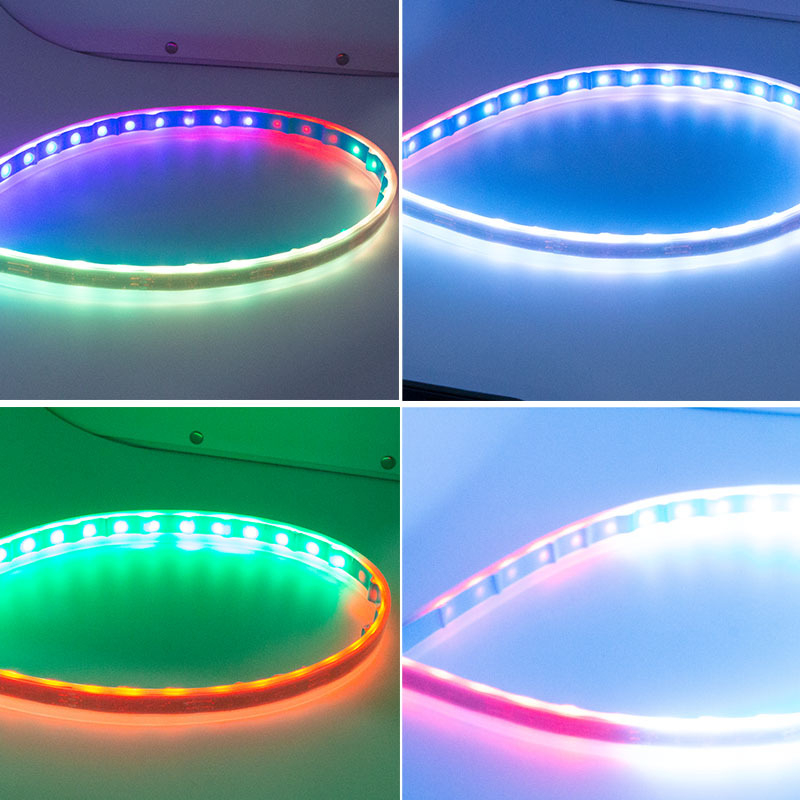 Izuzetno tanak RGB LED dnevna rasvjeta traka za automobil, 60 cm uz Bluetooth upravljanje (verzija 45 cm)