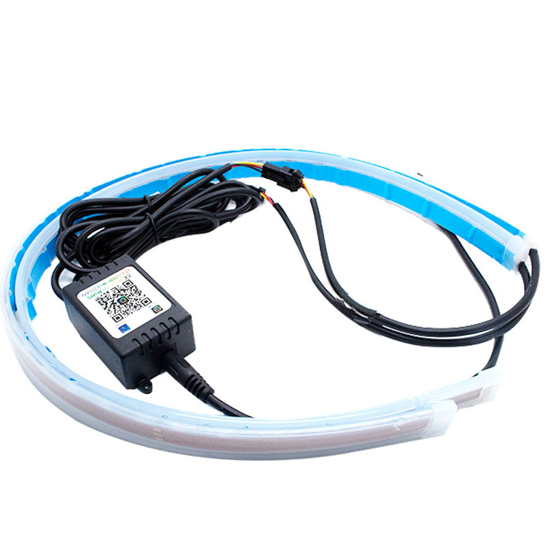 Izuzetno tanak RGB LED dnevna rasvjeta traka za automobil, 60 cm uz Bluetooth upravljanje (verzija 45 cm)
