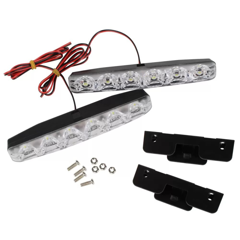 Automobilska LED dnevna svjetla, 6 LED, dvobojni tekući efekt osvjetljenja i pokazivač smjera