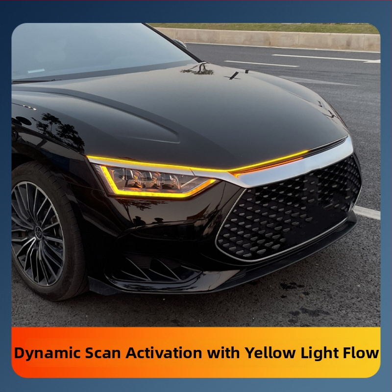 Дневно светло за автомобили със водеща лента и индикатор за завиване, PVC, 12V, модел 2612gc