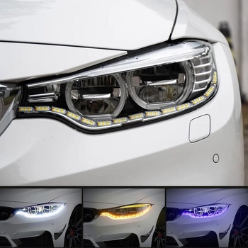LED dnevna svjetla za automobil s kristalnim suznim okom, teleskopskim dizajnom, dvobojnim i trobojnom efektom vodnog toka i signalizacijom skretanja (bijela, plava, žuta)