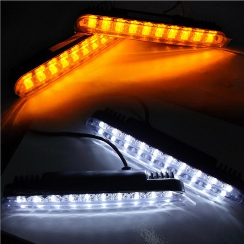 30LED LED dnevna svjetla, dvobojna, s treperavim pokazivačem, 12V, 15W, vodootporna