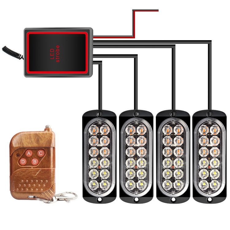 Lumină de zi pentru mașină, LED 12-LED, telecomandă wireless, 12V, 36W, 800 lm