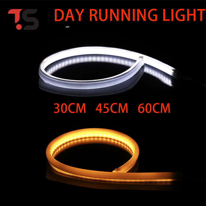LED trak dnevnog svjetla za auto, silikon vodootporna dekorativna svjetleća traka, 30/45/60 cm