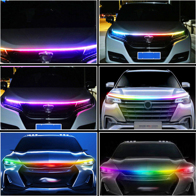 Dnevna svjetla za poklop motora automobila sa sekvencijalnim LED tokovima kroz prednju rešetku