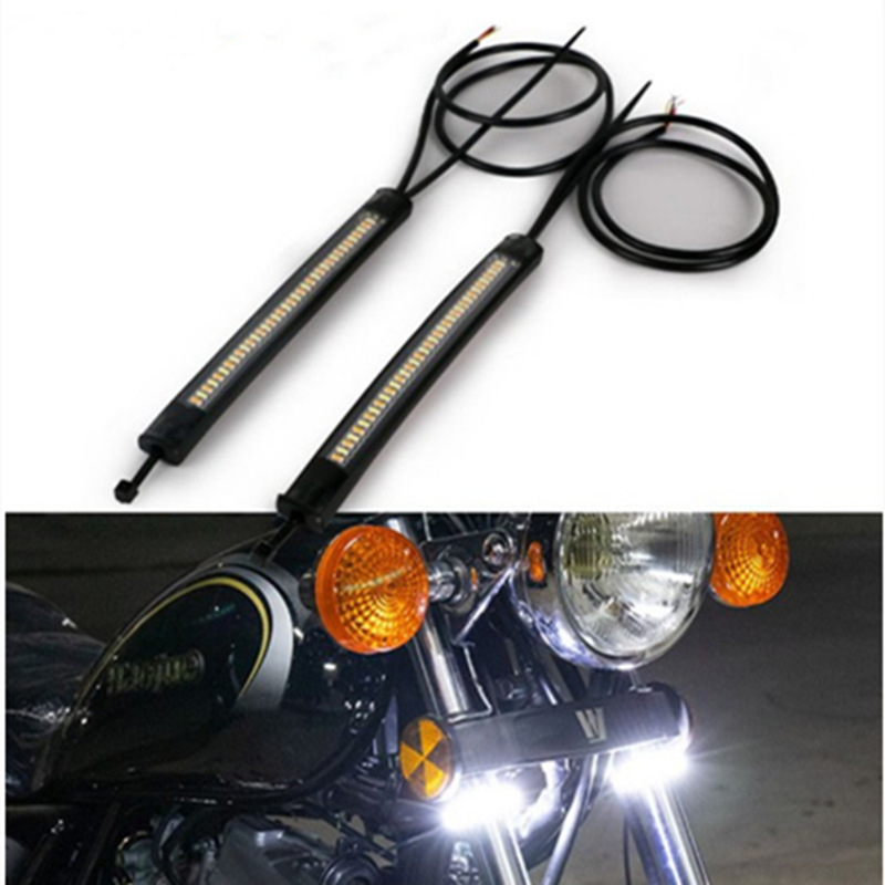 Motorkerékpár első villa LED gyűrűs indexlámpa, 36-LED, kettőszínű, 12V, 5W, 3000–6000K