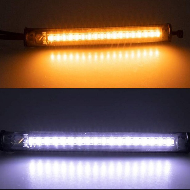Motorkerékpár első villa LED gyűrűs indexlámpa, 36-LED, kettőszínű, 12V, 5W, 3000–6000K