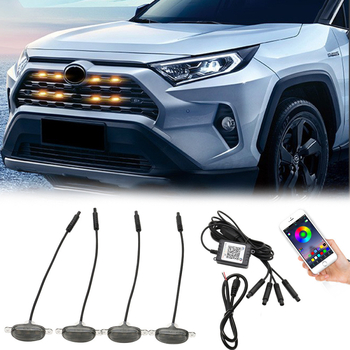 RGB žuta LED dnevna svjetla za automobil s daljinskim upravljanjem putem APP-a, ambijentalno osvjetljenje i svjetlo za maglu za prednju rešetky