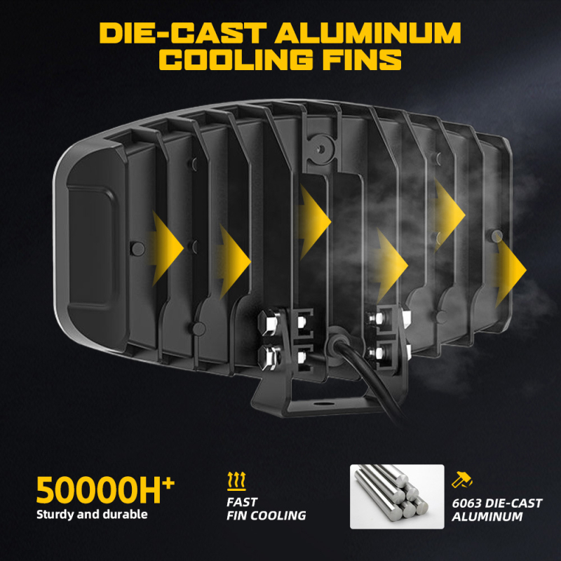 Овална работна светлина за автомобил, JIUGUANG JG-D950, 60W, 12-24V DC, корпус от леяна алуминиева сплав