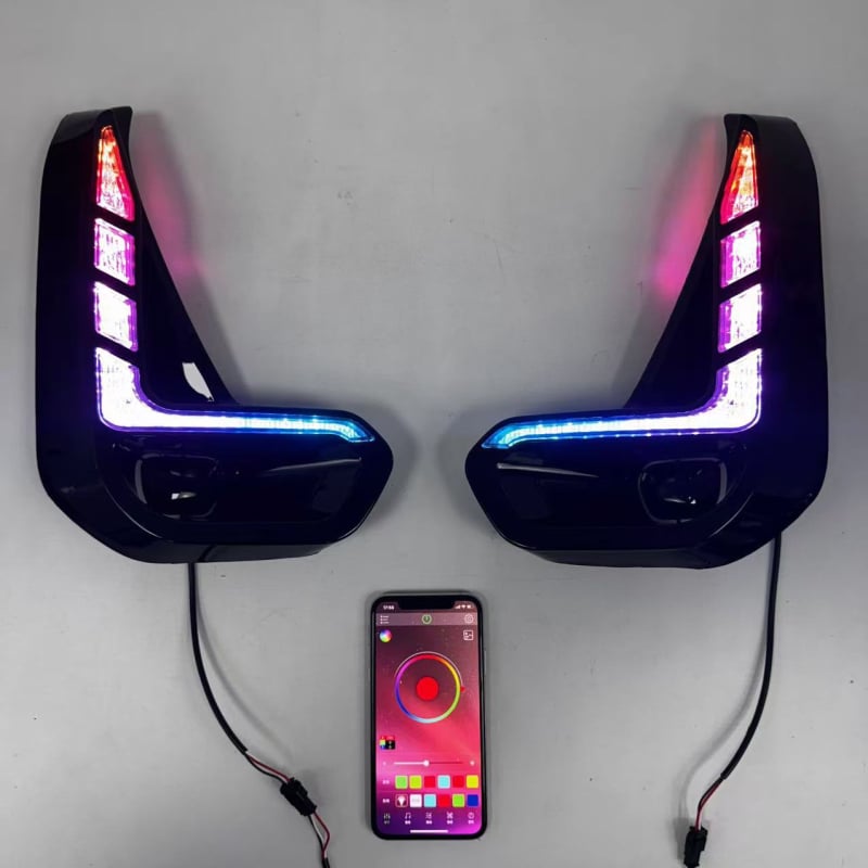 Prednja RGB LED dnevna svjetla za Toyota Hilux 2020 – Kontrola putem mobilnog telefona, ABS kućište, 12V, 1W