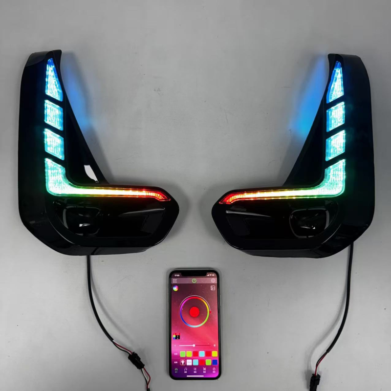 Prednja RGB LED dnevna svjetla za Toyota Hilux 2020 – Kontrola putem mobilnog telefona, ABS kućište, 12V, 1W