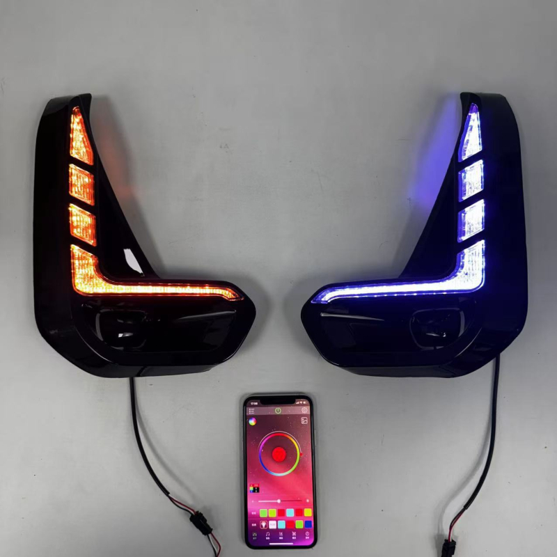 Prednja RGB LED dnevna svjetla za Toyota Hilux 2020 – Kontrola putem mobilnog telefona, ABS kućište, 12V, 1W