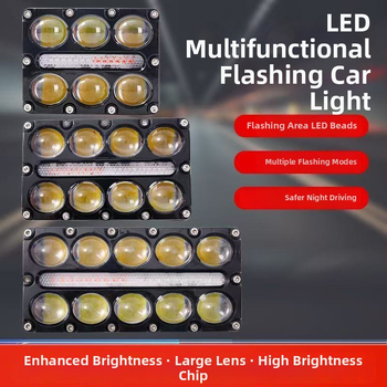 Главна светлина за автомобил, мотоциклет и електрически триколесник — алуминий, 12V, 30W, леща с 10 LED, дневна светлина и двуцветен прожектор