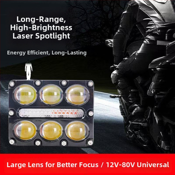 Главна светлина за автомобил, мотоциклет и електрически триколесник — алуминий, 12V, 30W, леща с 10 LED, дневна светлина и двуцветен прожектор