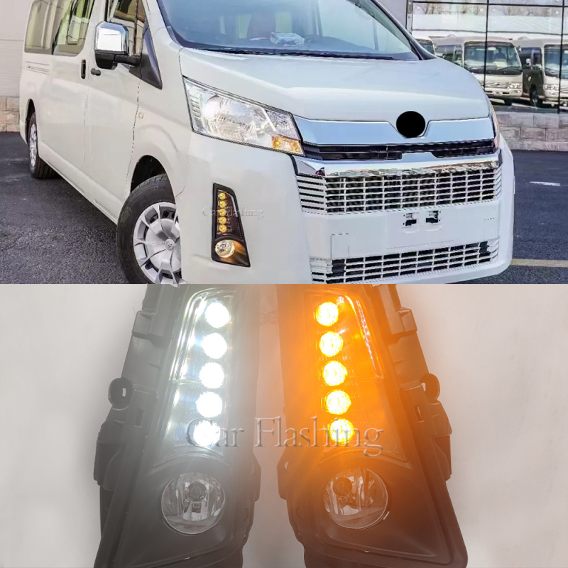 Toyota Hiace 2019–2021 LED dnevna svjetla s prednjom svjetlom za maglu i pokazivačem smjera – ABS+LED, 12V, 8W, 6000K, IP67