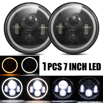 7-inčni LED far za Harley-Wrangler, 4 LED, 60W, prednje svjetlo za off-road motocikl, s anđelovim očima bijelo i žuto